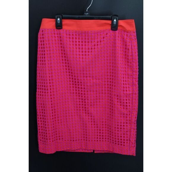 TALBOTS SIZE 4 WOMENS PENCIL SKIRTS BLUE CHAMBRAY & PINK ORANGE LOT OF 2 EUC - Picture 4 of 16